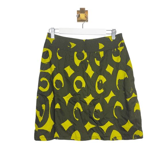 Anthropologie x Marimekko Button Front A-Line Skirt Green Abstract Pockets Sz 4 - Picture 3 of 7